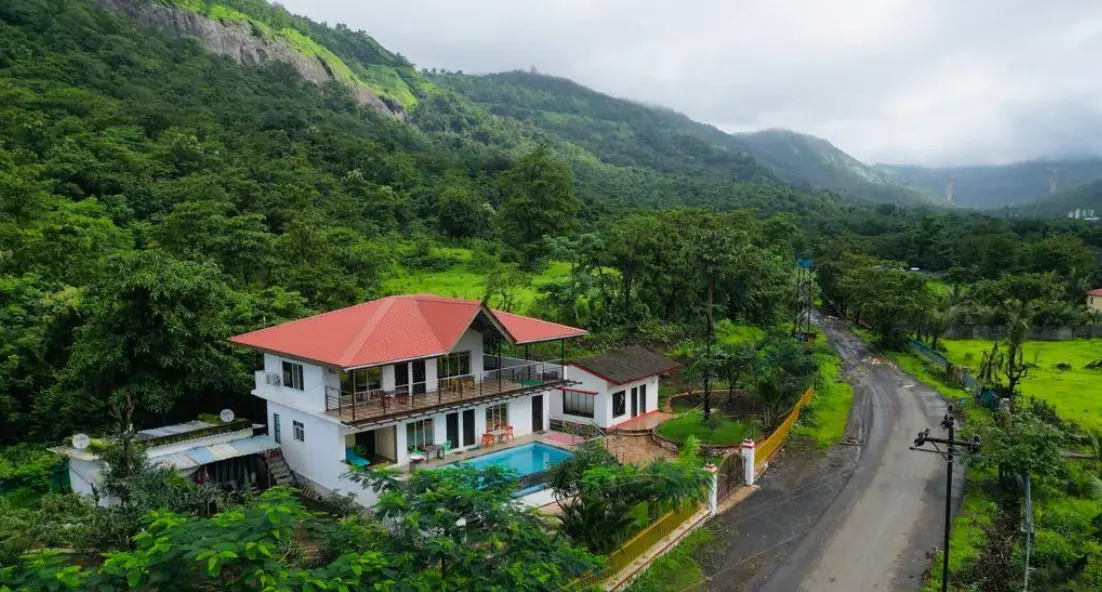 Luxury villa exterior at Dukes Nose Villa Khopoli near Lonavala & Imagica
